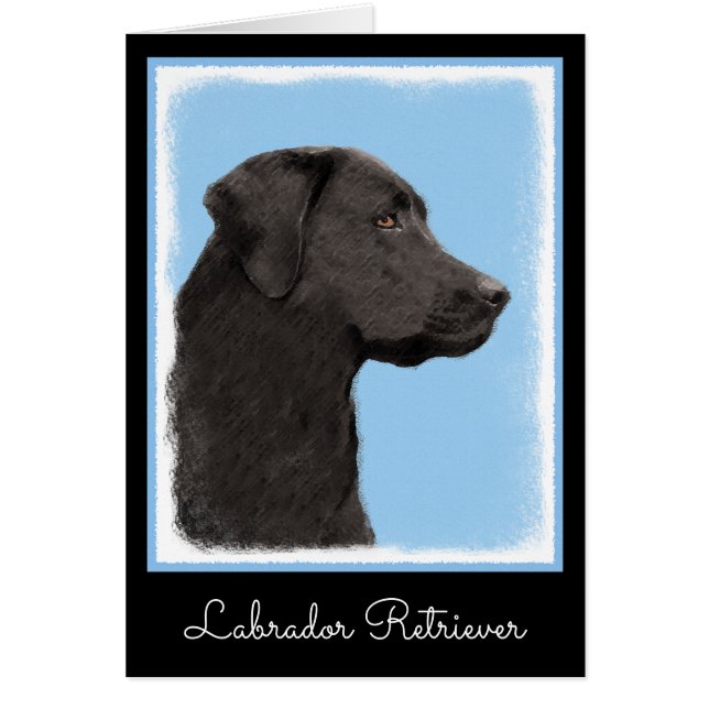 Labrador Retriever Black Painting Original Hund Ar Hälsningskort (Framsidan)