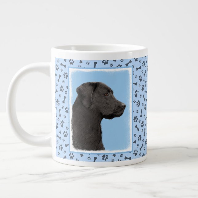 Labrador Retriever Black Painting Original Hund Ar Jumbo Mugg (Vänster)