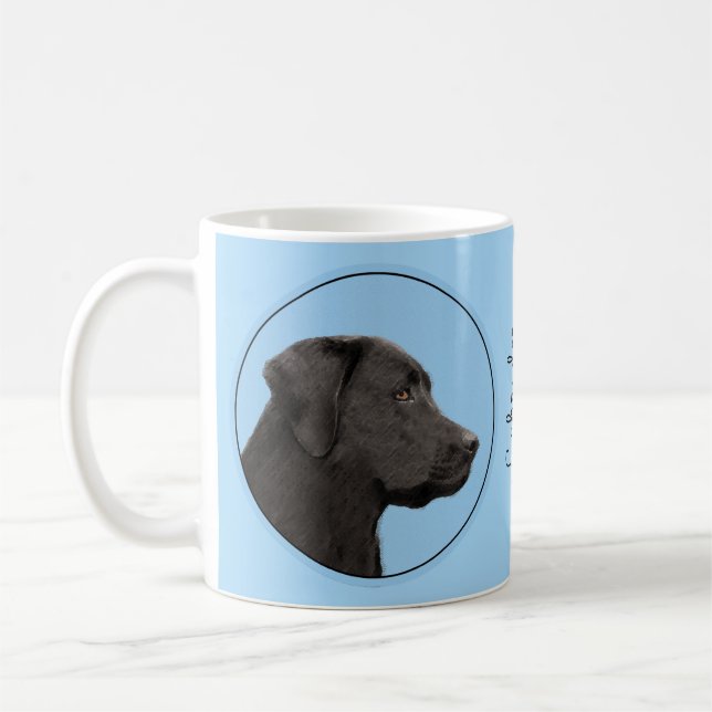 Labrador Retriever Black Painting Original Hund Ar Kaffemugg (Vänster)
