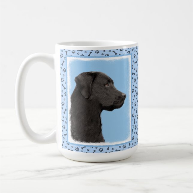 Labrador Retriever Black Painting Original Hund Ar Kaffemugg (Vänster)