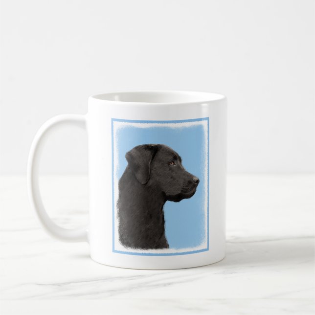 Labrador Retriever Black Painting Original Hund Ar Kaffemugg (Vänster)