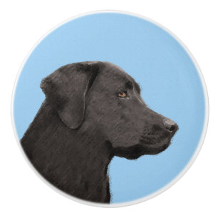 Labrador Retriever Black Painting Original Hund Ar Knopp