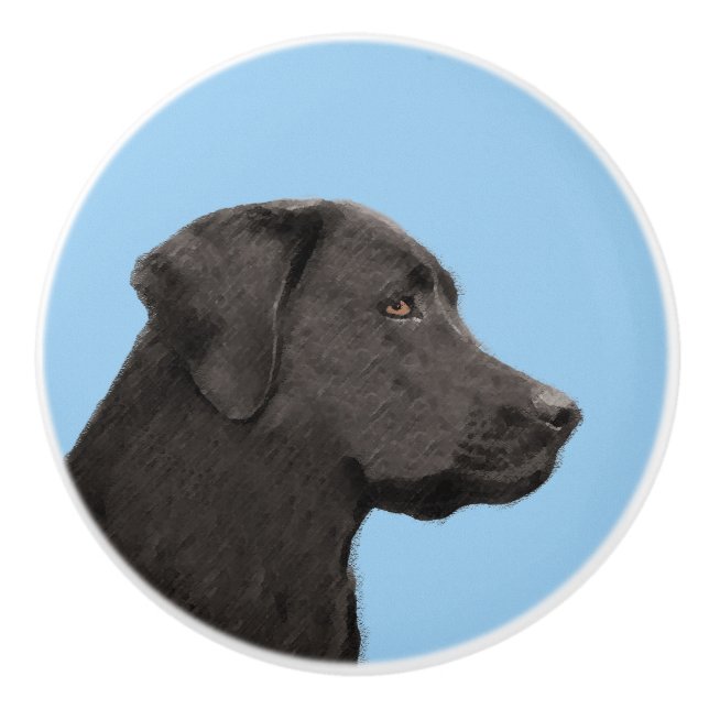 Labrador Retriever Black Painting Original Hund Ar Knopp (Framsidan)