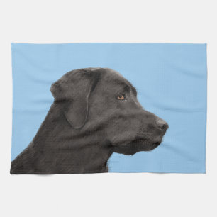 Labrador Retriever Black Painting Original Hund Ar Kökshandduk