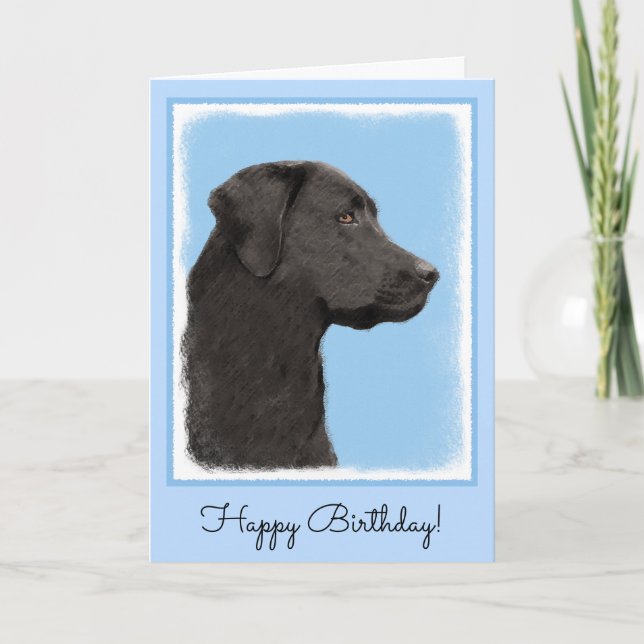 Labrador Retriever Black Painting Original Hund Ar Kort (Framsida)