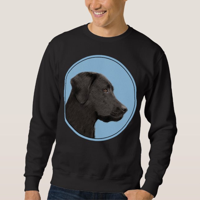 Labrador Retriever Black Painting Original Hund Ar Lång Ärmad Tröja (Framsida)