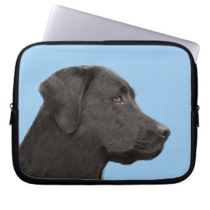 Labrador Retriever Black Painting Original Hund Ar Laptop Fodral