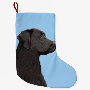 Labrador Retriever Black Painting Original Hund Ar Liten Julstrumpa