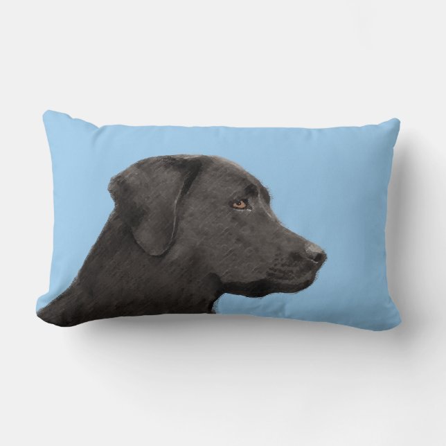 Labrador Retriever Black Painting Original Hund Ar Lumbarkudde (Framsida)
