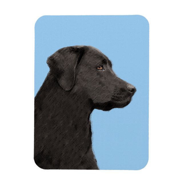 Labrador Retriever Black Painting Original Hund Ar Magnet (Vertikal)