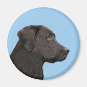 Labrador Retriever Black Painting Original Hund Ar Magnet