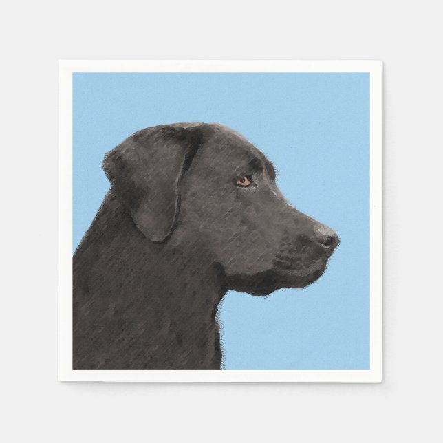 Labrador Retriever Black Painting Original Hund Ar Pappersservett (Framsidan)