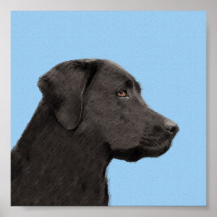 Labrador Retriever Black Painting Original Hund Ar Poster