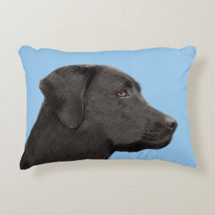 Labrador Retriever Black Painting Original Hund Ar Prydnadskudde