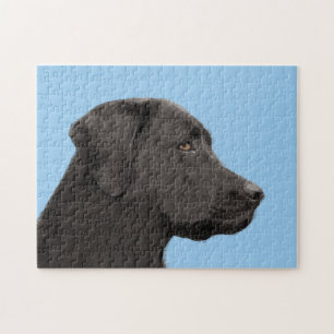 Labrador Retriever Black Painting Original Hund Ar Pussel