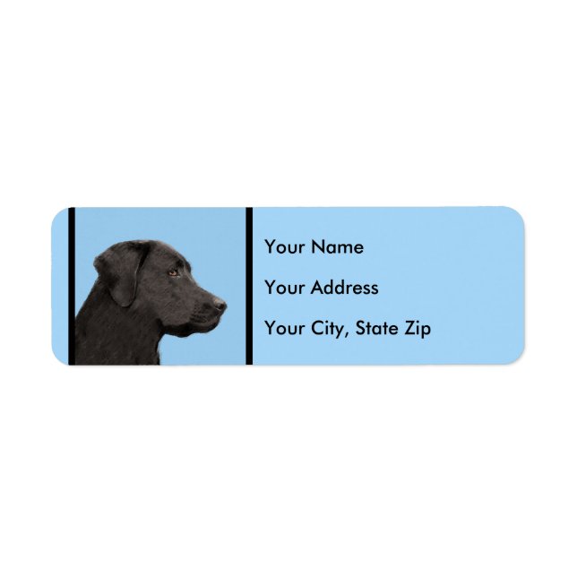 Labrador Retriever Black Painting Original Hund Ar Returadress Etikett (Framsidan)