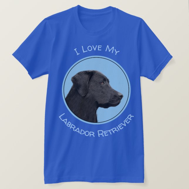 Labrador Retriever Black Painting Original Hund Ar T Shirt (Design framsida)