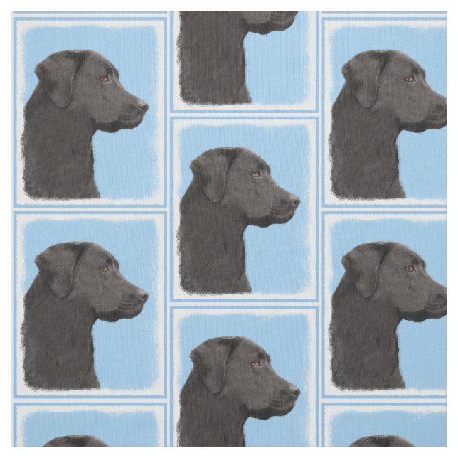 Labrador Retriever Black Painting Original Hund Ar Tyg (Provkarta)