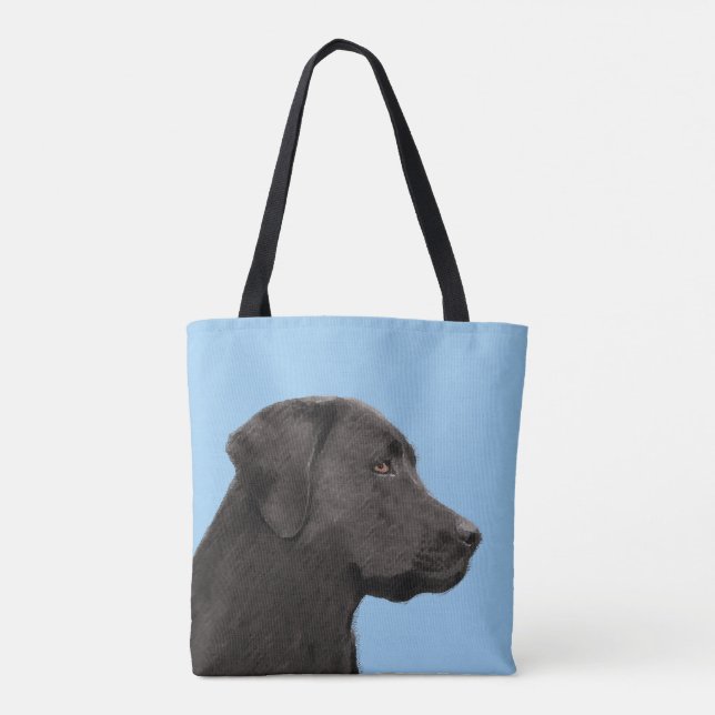 Labrador Retriever Black Painting Original Hund Ar Tygkasse (Baksida)