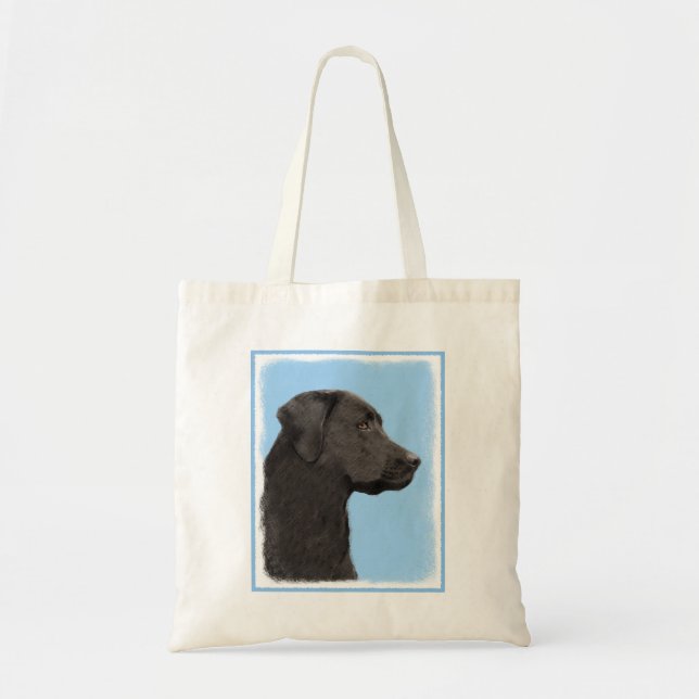Labrador Retriever Black Painting Original Hund Ar Tygkasse (Framsidan)