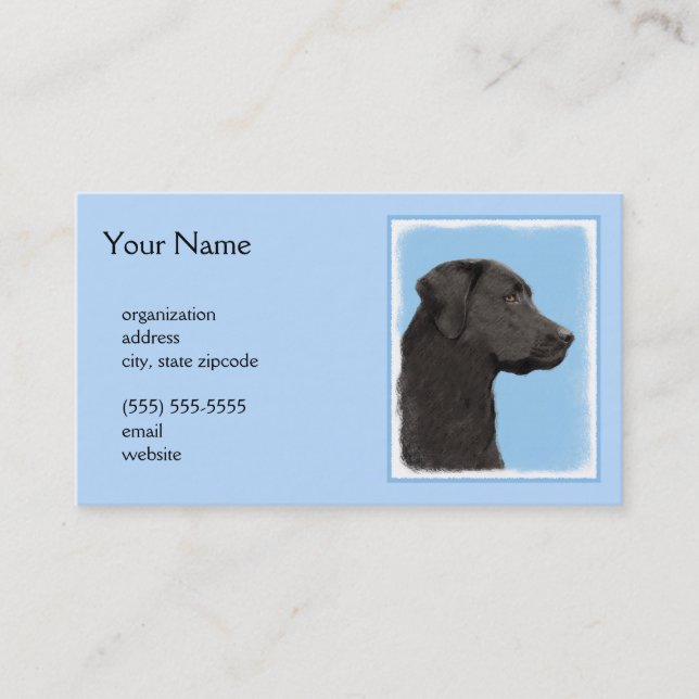 Labrador Retriever Black Painting Original Hund Ar Visitkort (Framsida)