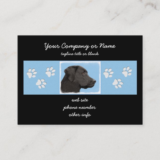 Labrador Retriever Black Painting Original Hund Ar Visitkort (Framsida)