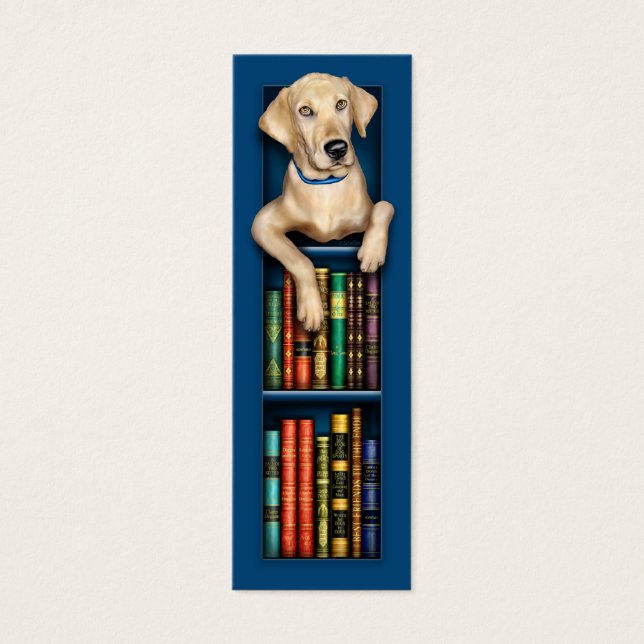Labrador Retriever Blue Bookmark Litet Visitkort (Framsidan)
