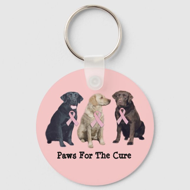 Labrador Retriever Breast Cancer Keychain Nyckelring (Framsida)