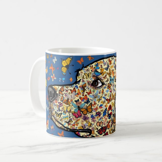 Labrador Retriever Butterfly Dog Art | Yellow Lab Kaffemugg (Framsida vänster)