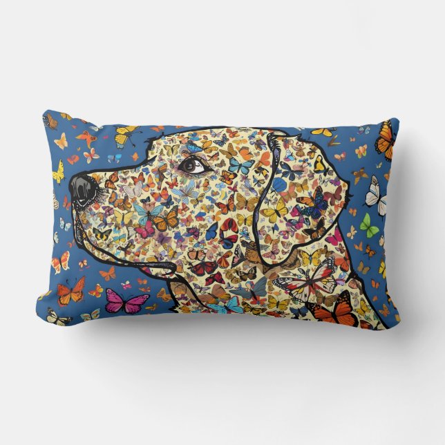 Labrador Retriever Butterfly Dog Art | Yellow Lab Lumbarkudde (Framsida)
