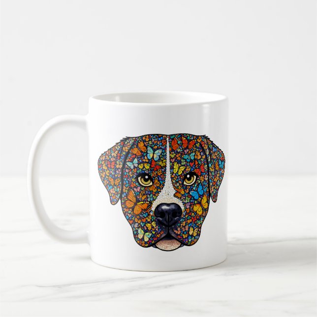 Labrador Retriever Butterfly Kaleidoscope Portrait Kaffemugg (Vänster)