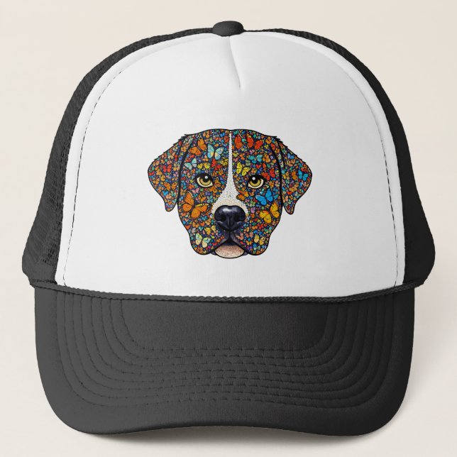 Labrador Retriever Butterfly Kaleidoscope Portrait Keps (Framsida)