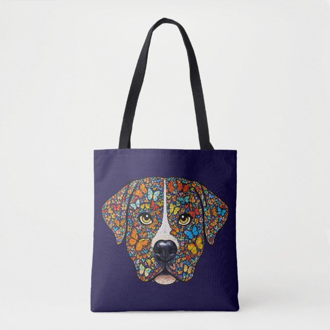 Labrador Retriever Butterfly Kaleidoscope Portrait Tygkasse (Framsida)