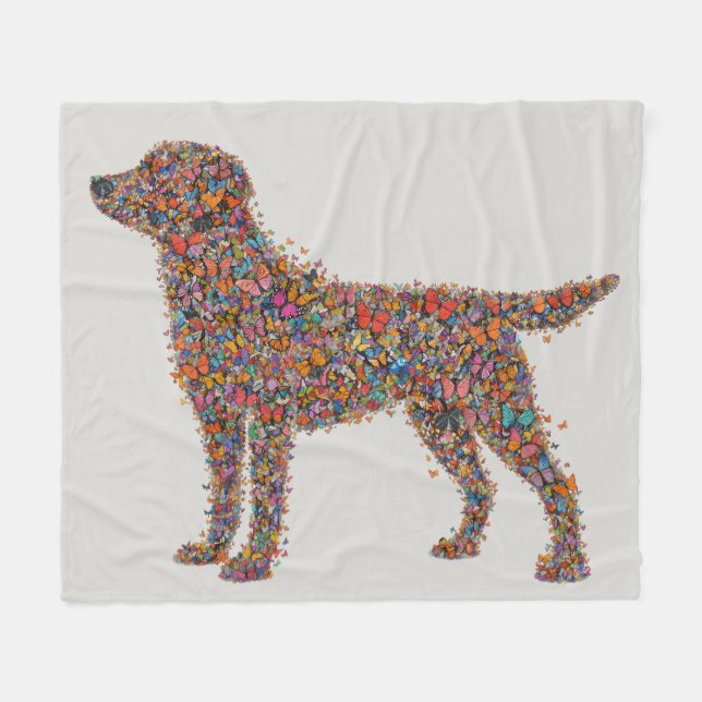 Labrador Retriever Butterfly Silhouette Dog Lover Fleecefilt (Framsidan (Horisontell))