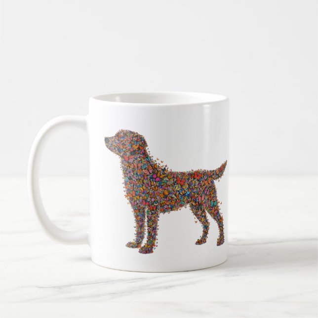 Labrador Retriever Butterfly Silhouette Dog Lover Kaffemugg (Vänster)