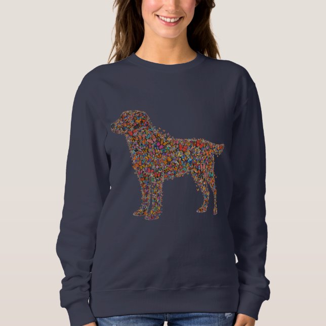 Labrador Retriever Butterfly Silhouette Dog Lover T Shirt (Framsida)