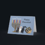Labrador Retriever Chanukah Card Menorah Dreidel Helgkort<br><div class="desc">Att minnas familj och vänner under Chanukah-säsongen är ett underbart sätt att få behålla i kontakt med de människor du kärlek och bryr dig om. Jag skapat dessa hund Chanukah-kort med kärlek och omsorg, och jag är säker på att alla som kärlek hundar är glada över att få dem. Du...</div>