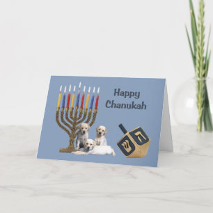 Labrador Retriever Chanukah Card Menorah Dreidel Helgkort