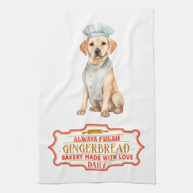 Labrador Retriever Chef Baking Gingerbröd Kökshandduk (Vertikal)