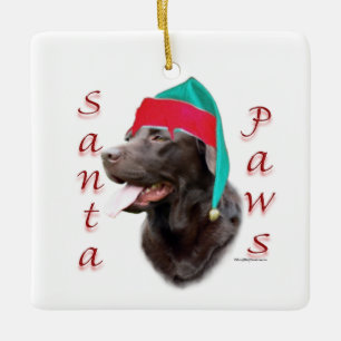 Labrador Retriever (choc) Santa Tassar Julgransprydnad Keramik
