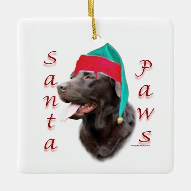 Labrador Retriever (choc) Santa Tassar Julgransprydnad Keramik (Framsida)