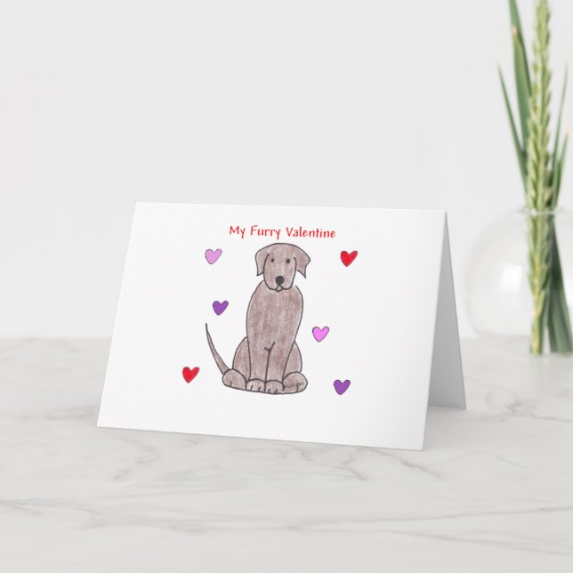 Labrador Retriever Chocolate Hårig Valentine Helgkort (Framsida)