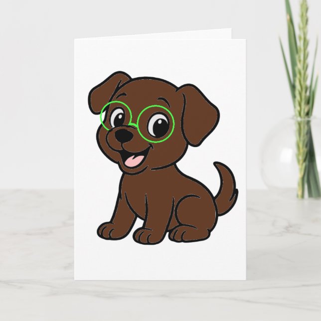 Labrador Retriever Chocolate Lab Cartoon Kort (Framsida)