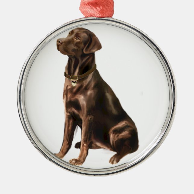 Labrador Retriever - Choklad 1 Julgransprydnad Metall (Framsidan)