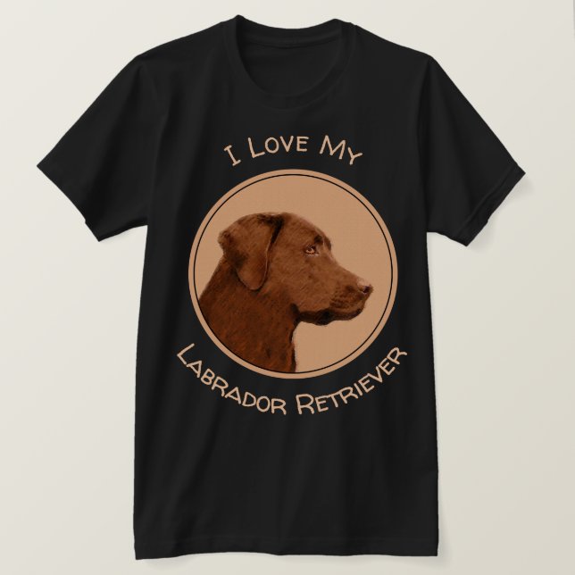 Labrador Retriever (choklad) - färgning - Hund Art T Shirt (Design framsida)