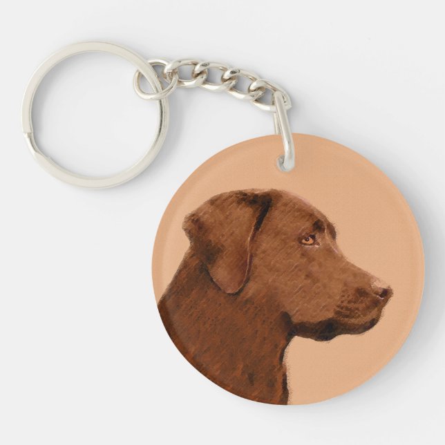 Labrador Retriever (Choklad) Målning - Hund Konst (Framsidan)
