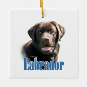 Labrador Retriever (choklad) Namn Julgransprydnad Keramik