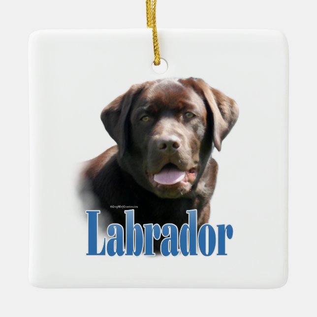 Labrador Retriever (choklad) Namn Julgransprydnad Keramik (Framsida)