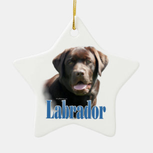 Labrador Retriever (choklad) Namn Julgransprydnad Keramik