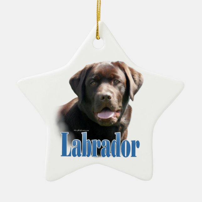 Labrador Retriever (choklad) Namn Julgransprydnad Keramik (Framsidan)